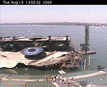 The famous floating stage is shown by this Bregenz Webcam
