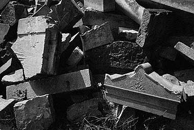 Stones at the side of the Jewish section on Zentralfriedhof, destroyed by bombs during WWII.
