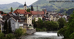 The old town of Steyr in Upper Austria, as seen from the river