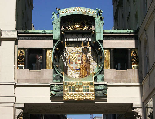 Ankeruhr, a well-known Art Nouveau Clock in Vienna
