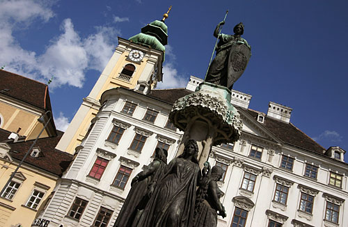 View on the Schottenstift Abbey on Freyung Square in Central Vienna