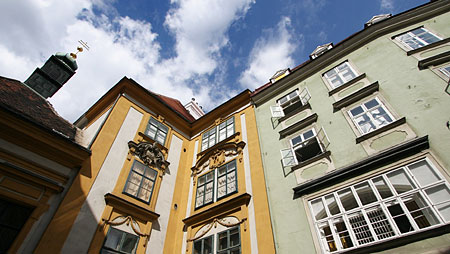 At the Medieval core of Vienna, one can find the Schönlaterngasse